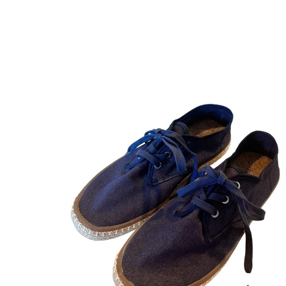 Sun Stone Zane Navy Denim Espadrille Sneaker Mens 8M W 9 Lace Up Beach Casual - Picture 7 of 13